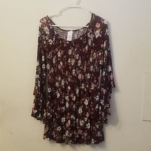 Flower pattern long sleeve top